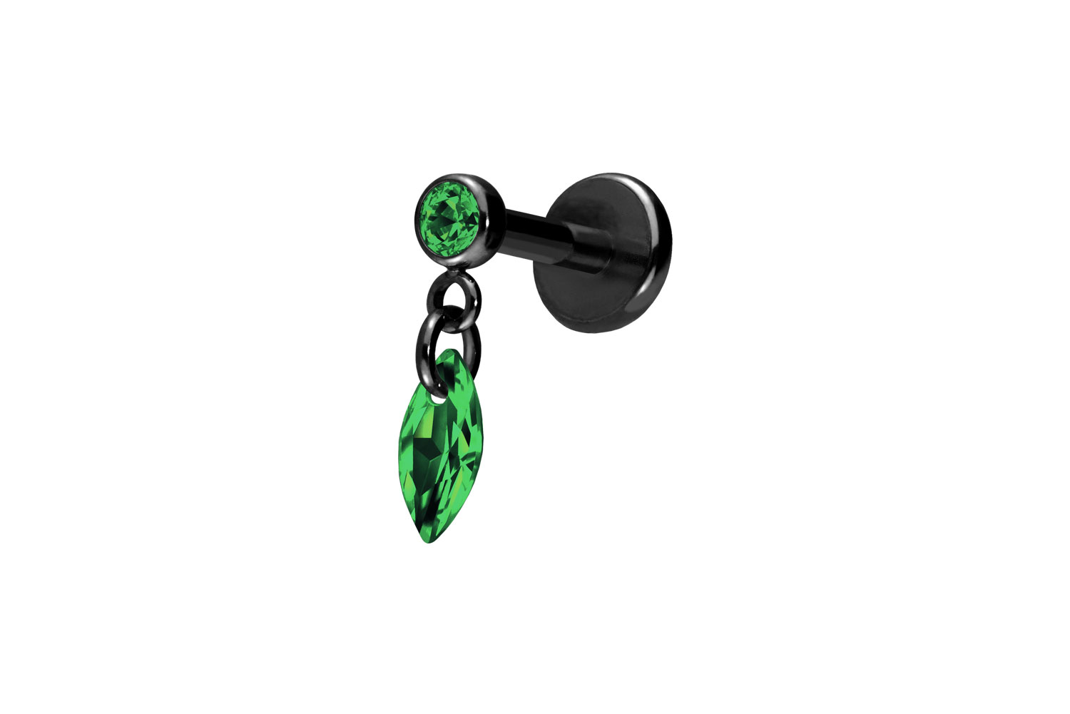 Titan Labret Piercing mit Push Fit KRISTALLOVAL